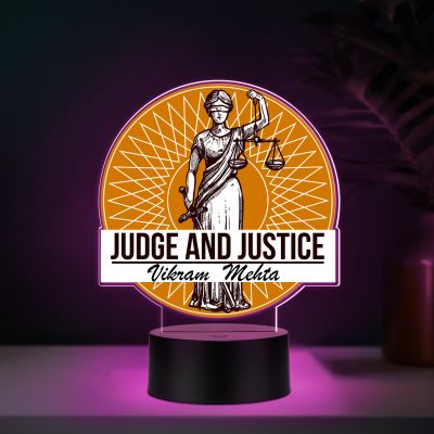 Personalized Judge and Justice LED Lamp with Automatic Color Changing Light Gift for Judge Men & Women | Home & Office Desk Decor Light